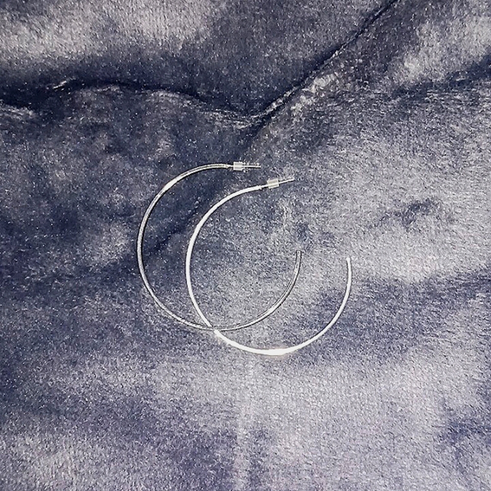 SILVER PLATED HOOPS - Picture 4 of 4